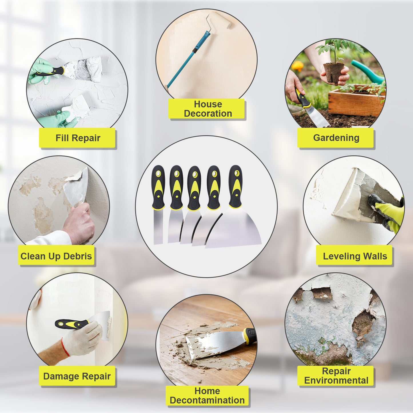 Hardy Supply Putty Knife scraper tool, versatile for drywall repair, spackling, paint removal, gardening, home cleaning, and various DIY and professional renovation tasks