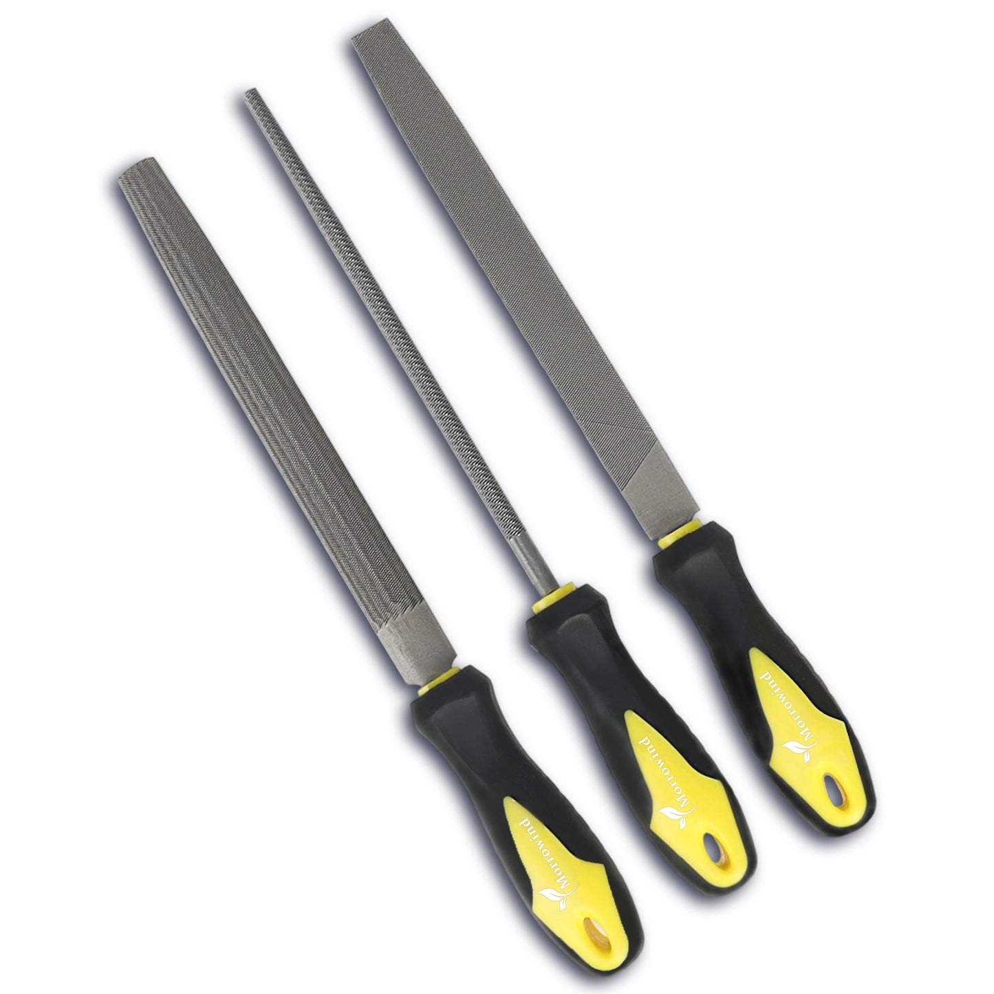 3PCS 8 inch Metal File Set, Carbon Steel Flat, Half-Round, Round Files for Metal Wood Plastic