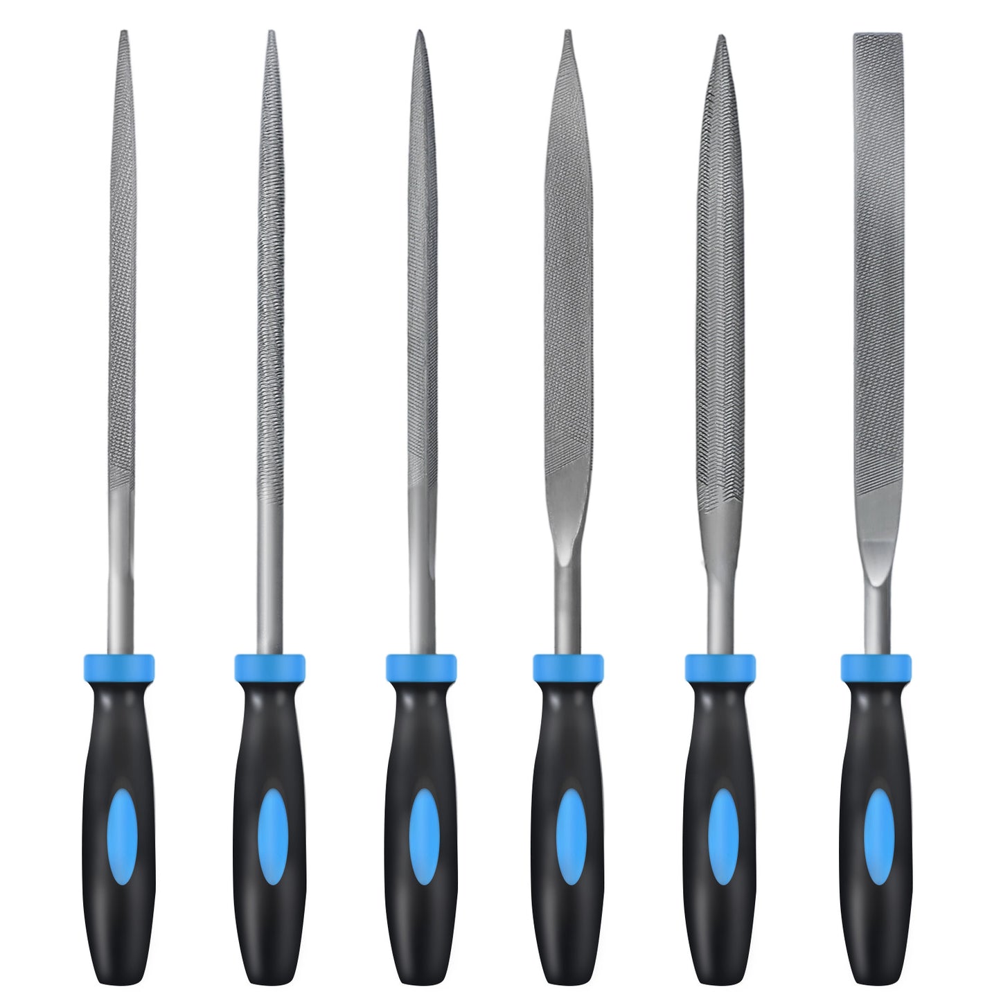 6-Piece Needle File Set, Alloy Steel Mini Files for Metal, Wood, Plastic, 6 Shapes