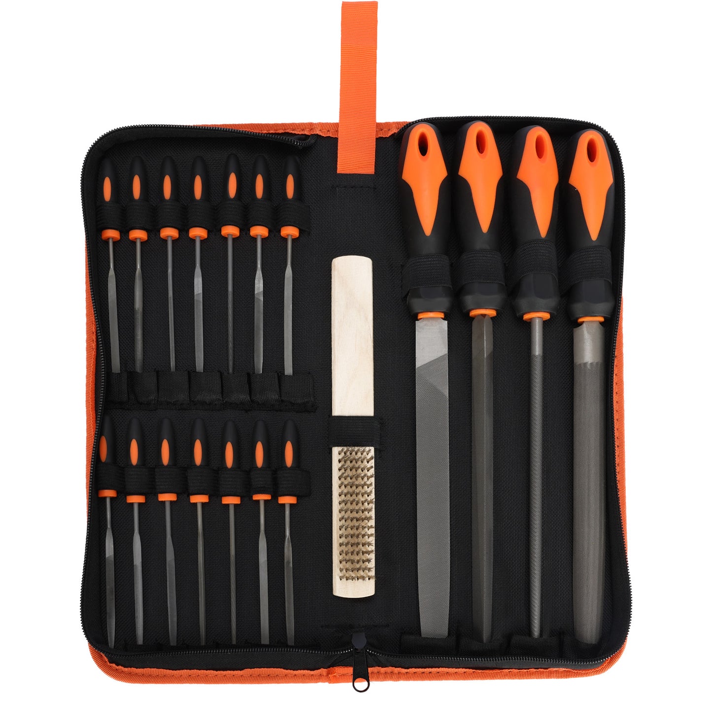 19-Pcs Metal File Set – Alloy Steel Flat, Triangle, Half-Round, Round + 12 Needle Files w/ Case
