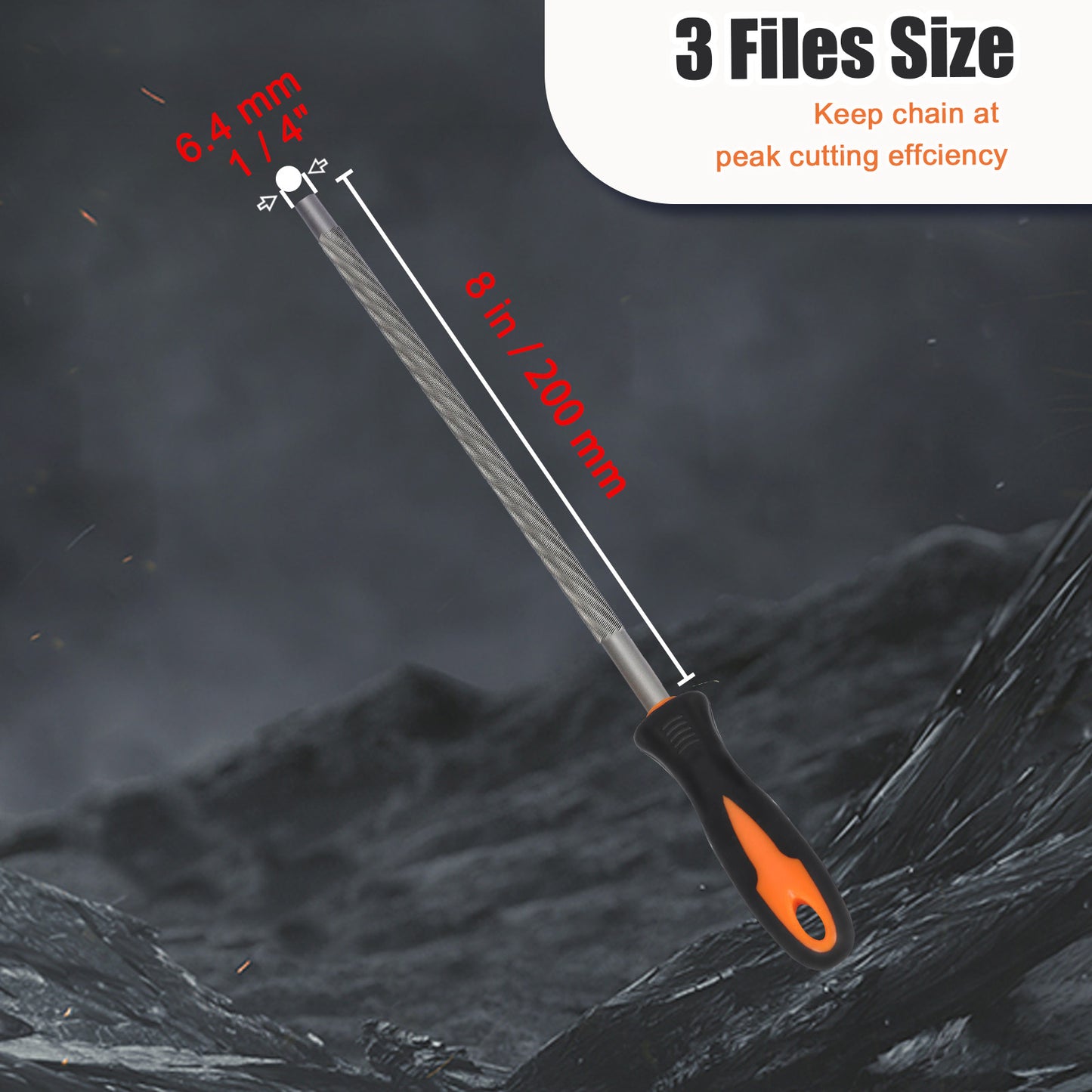 Chainsaw File Round Sharpening File with Ergonomic Handle for Chainsaw Maintenance