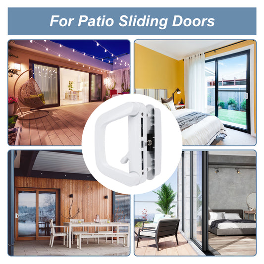 Product for patio sliding doors with lifestyle images of a modern home interior.