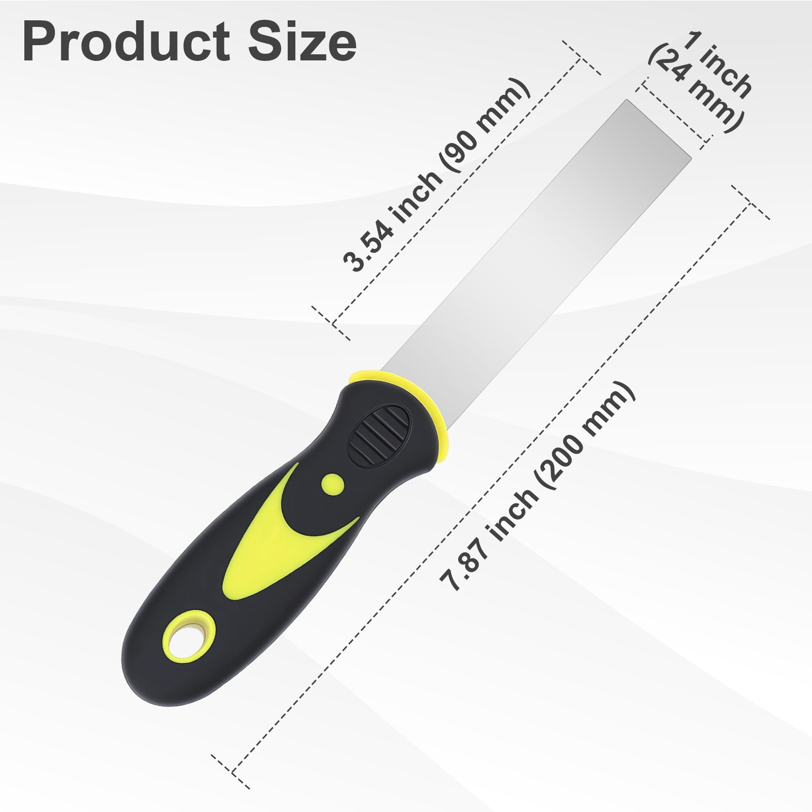 Hardy Supply 1 inch Putty Knife Scraper, stainless steel flexible blade with non-slip grip, for drywall spackling, paint removal, wall filling & home repair