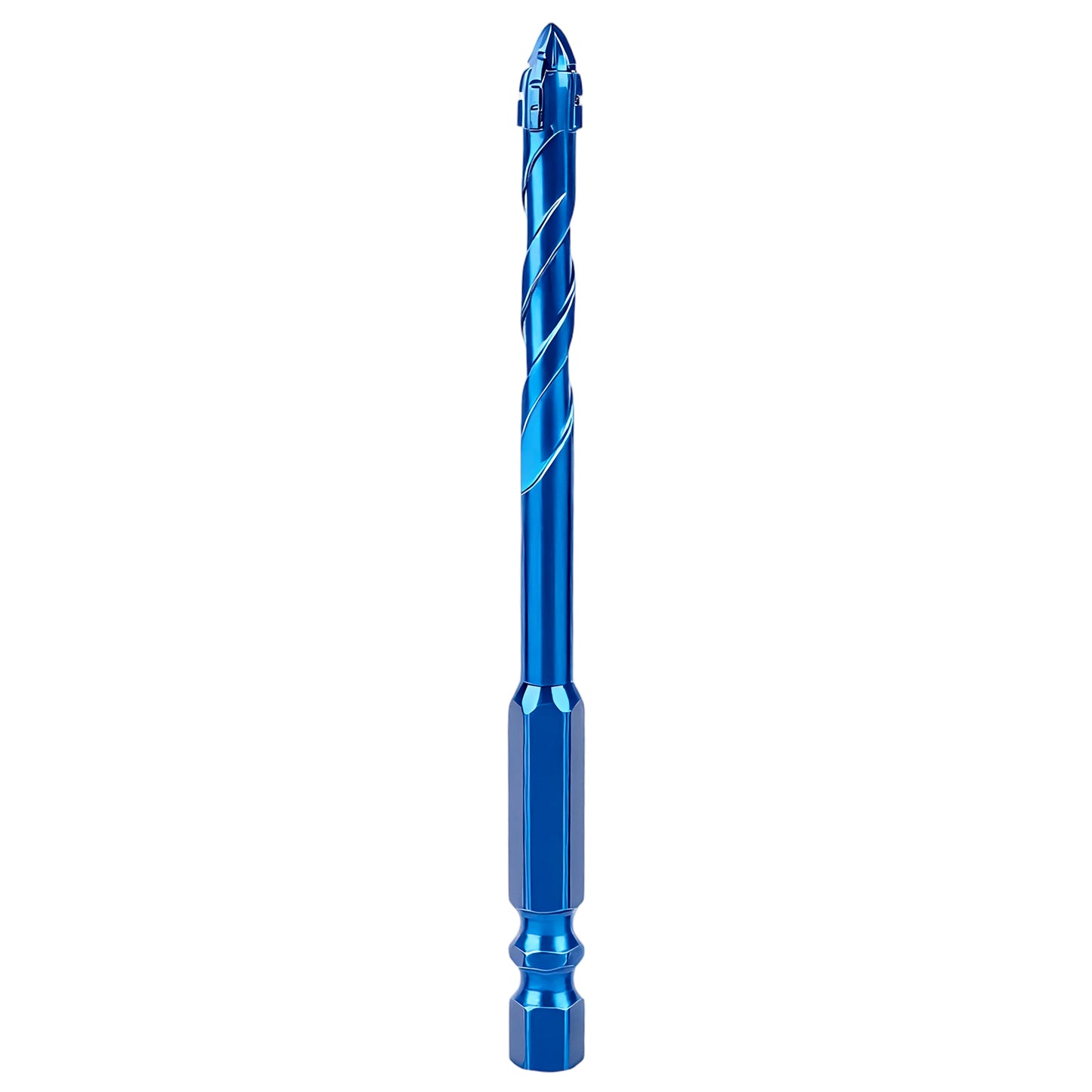 Blue drill bit on a white background