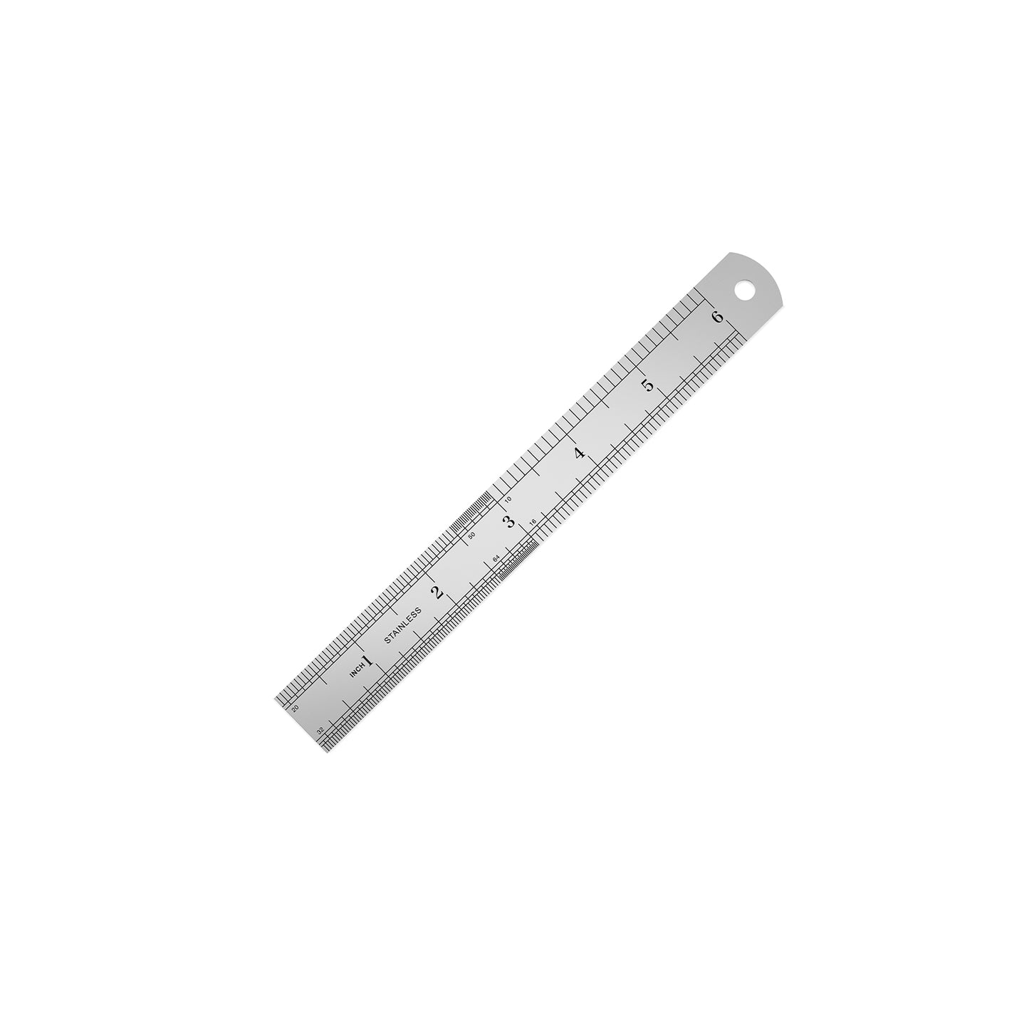 Stainless steel ruler with dual sided metric and inch markings, straight edge measuring tool for drafting woodworking and office use