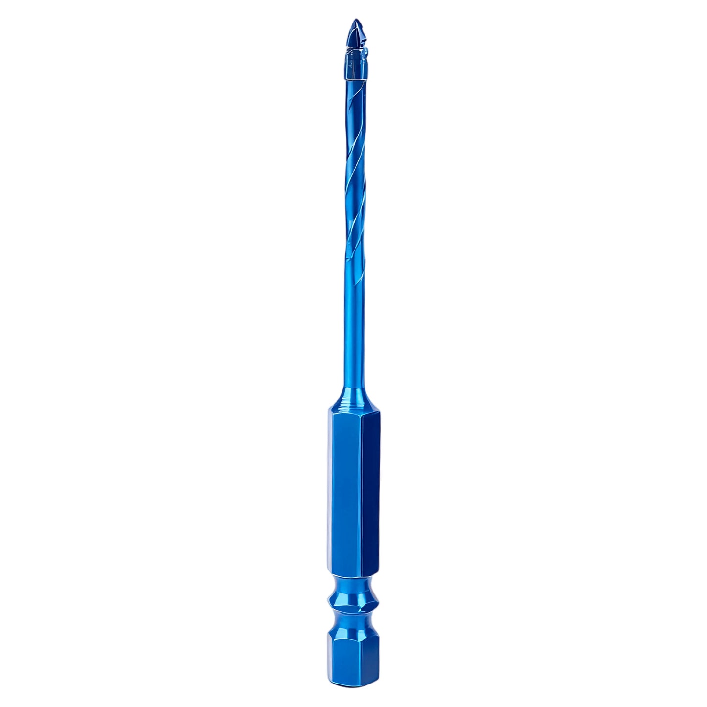 Blue drill bit on a white background