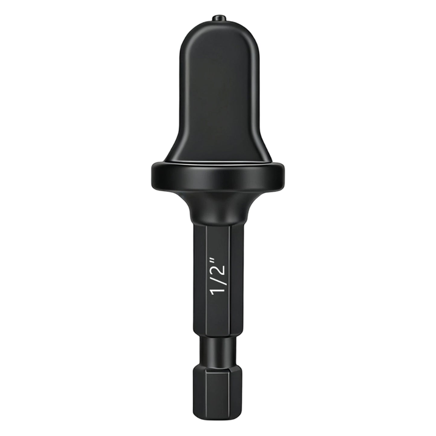 Black drill bit on a white background