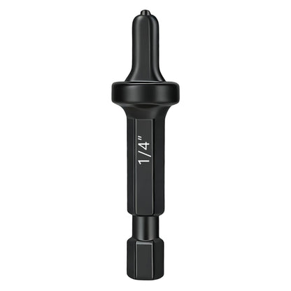 Black drill bit on a white background