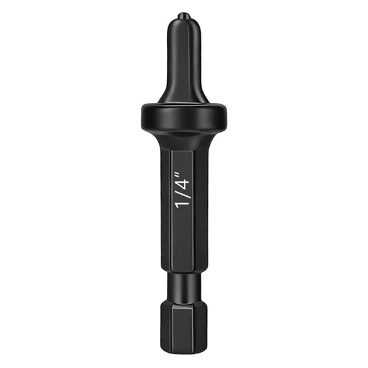 Black drill bit on a white background