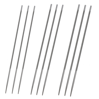 Set of eight metal rods on a white background