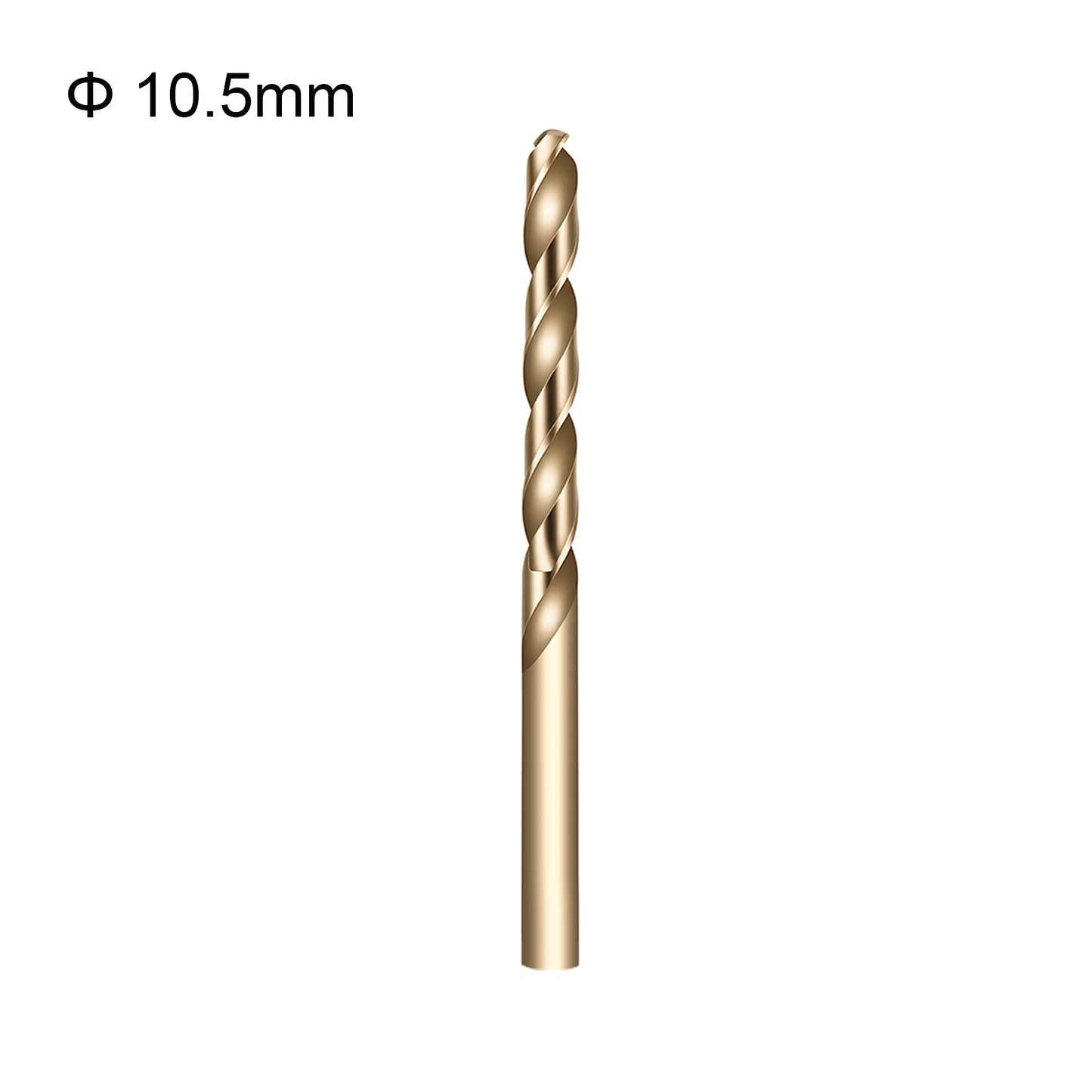Gold drill bit with size 10.5mm on a white background