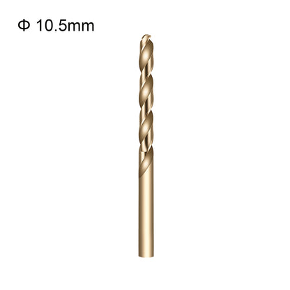 Gold drill bit with size 10.5mm on a white background