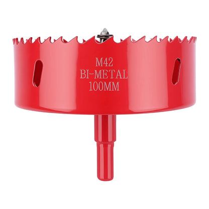 100mm M42 Bi-Metal Hole Saw with Pilot Drill, Tri-Shank for Wood, Plastic, Metal