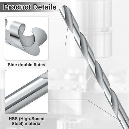 High-speed steel drill bit with side double flutes on a white background