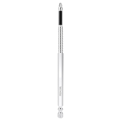 A silver hexagonal socket extension bar with a black rubber sleeve and a silver socket tip, shown vertically on a plain white background.
