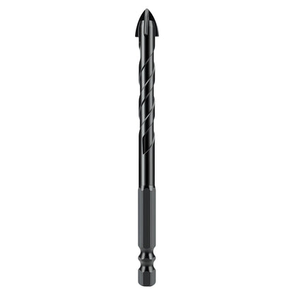 Black drill bit on a white background