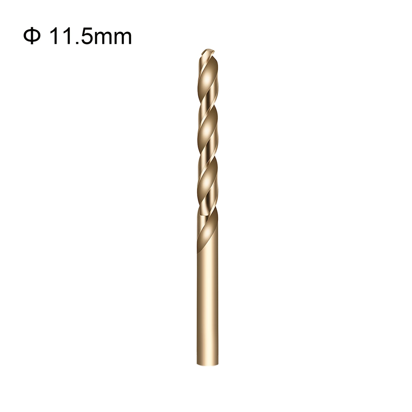 Gold drill bit with size 11.5mm on a white background