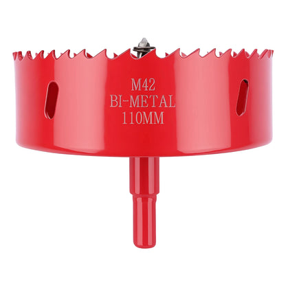 110mm M42 Bi-Metal Hole Saw with Pilot Drill, Tri-Shank for Wood, Plastic, Metal