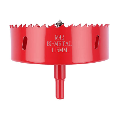 115mm M42 Bi-Metal Hole Saw with Pilot Drill, Tri-Shank for Wood, Plastic, Metal