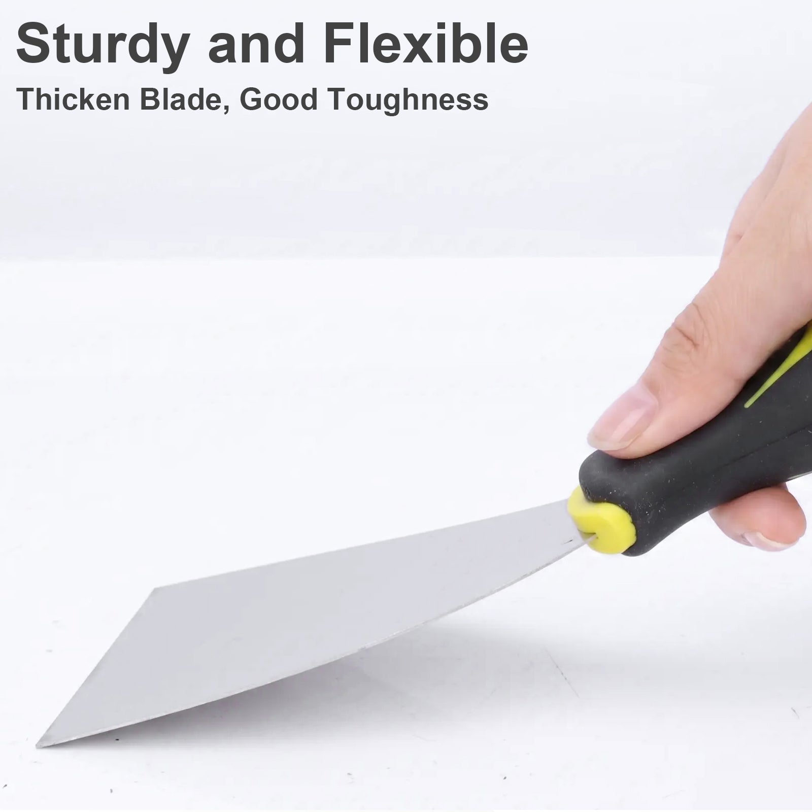 Hardy Supply Putty Knife thick, flexible stainless steel blade with good toughness, sturdy yet bendable for drywall spackling, filling, and paint removal tasks