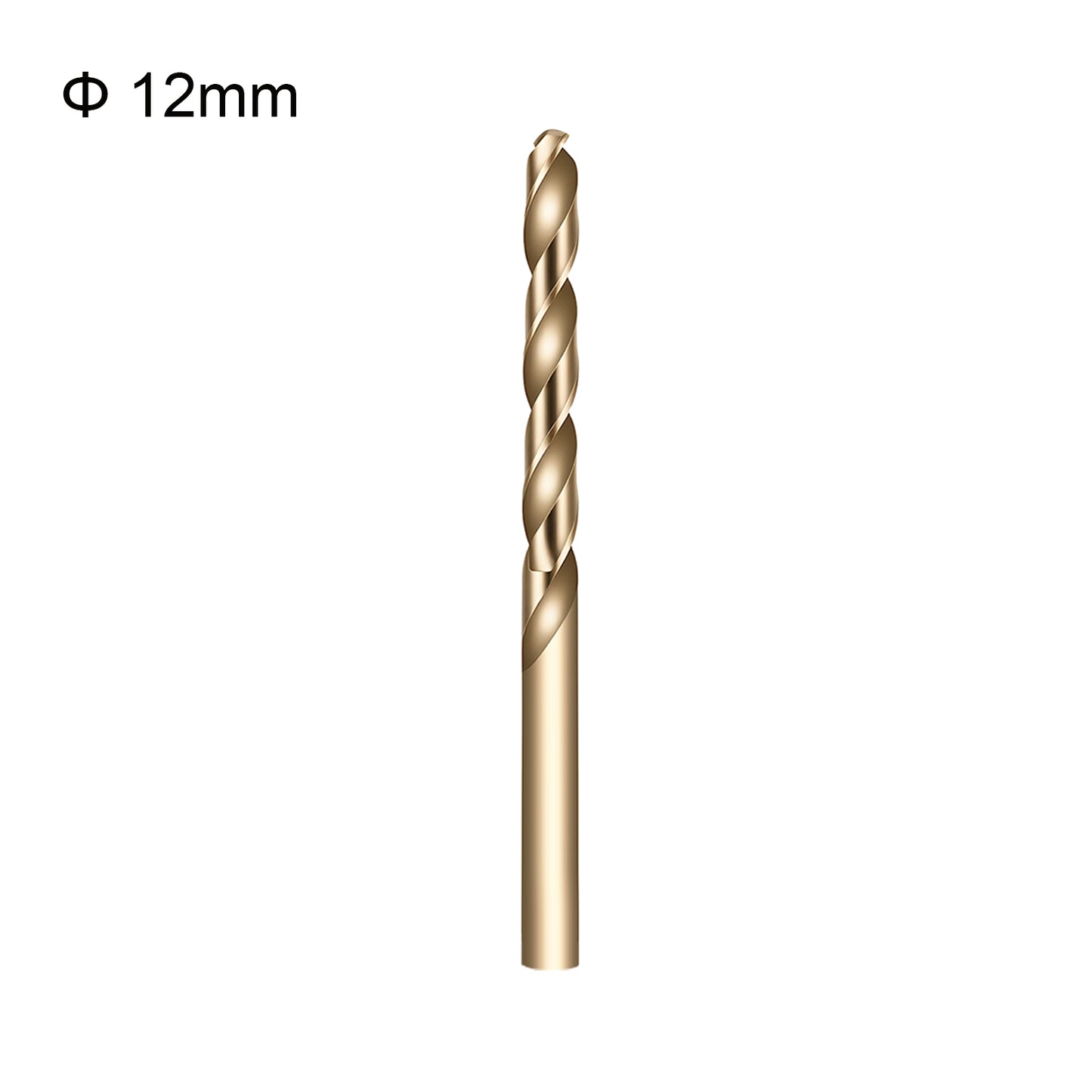 Gold drill bit with size Φ 12mm on a white background