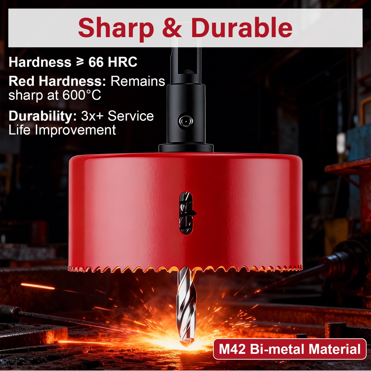 M42 Bi-Metal Hole Saw, 66 HRC, Sharp & Durable, for Wood, Plastic, Metal