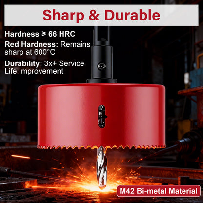 M42 Bi-Metal Hole Saw, 66 HRC, Sharp & Durable, for Wood, Plastic, Metal