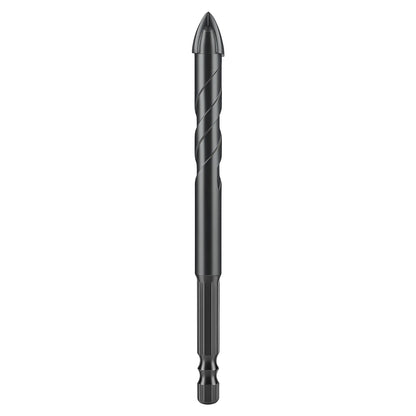 Black drill bit on a white background