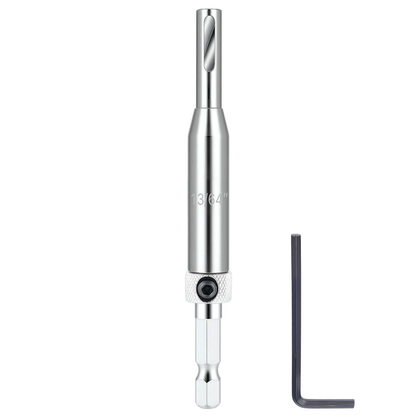 HSS self-centering drill bit 13/64 inch with 1/4 inch hex shank for precise drilling in wood plastic and soft metal
