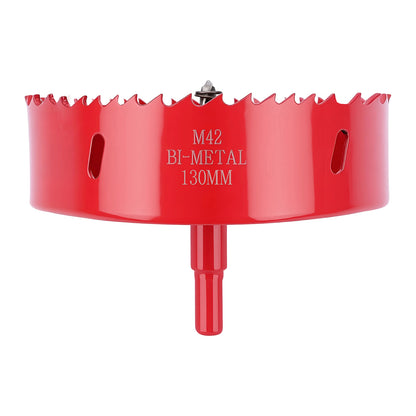 130mm M42 Bi-Metal Hole Saw with Pilot Drill, Tri-Shank for Wood, Plastic, Metal