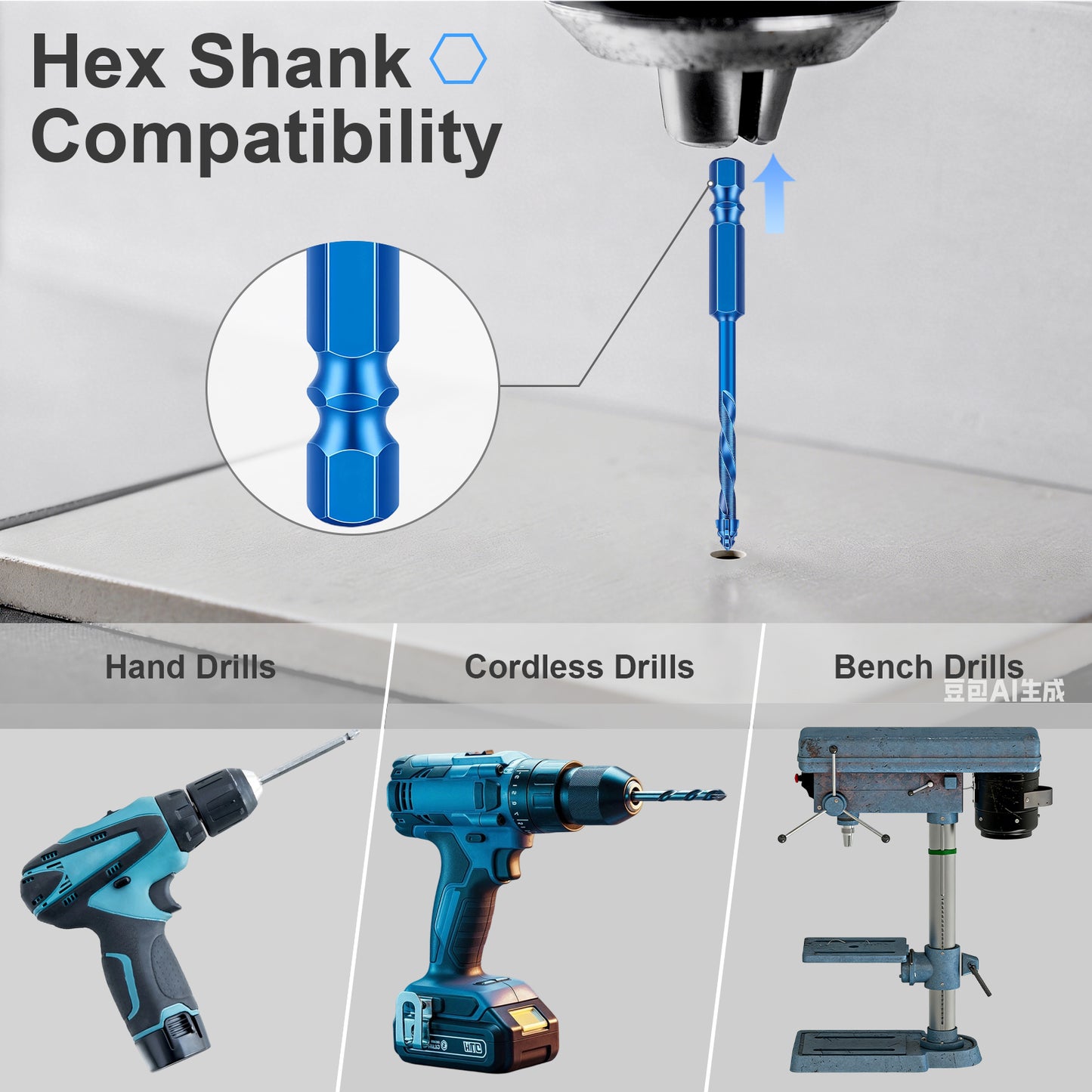 5-Piece 4-Flute Eccentric Drill Bit Set & Singles | Carbide Tip for Tile, Concrete, Wood, Glass