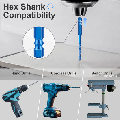 5-Piece 4-Flute Eccentric Drill Bit Set & Singles | Carbide Tip for Tile, Concrete, Wood, Glass