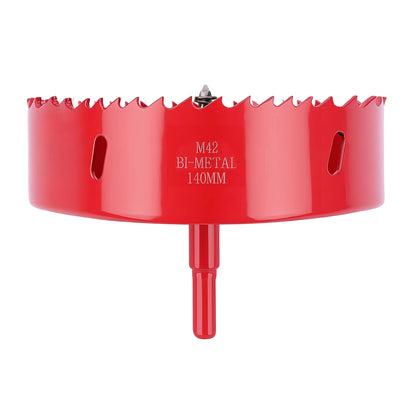 140mm M42 Bi-Metal Hole Saw with Pilot Drill, Tri-Shank for Wood, Plastic, Metal