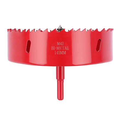 145mm M42 Bi-Metal Hole Saw with Pilot Drill, Tri-Shank for Wood, Plastic, Metal