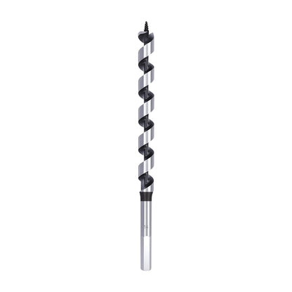 A single metal drill bit with a spiral flute pattern, shown vertically against a plain white background.
