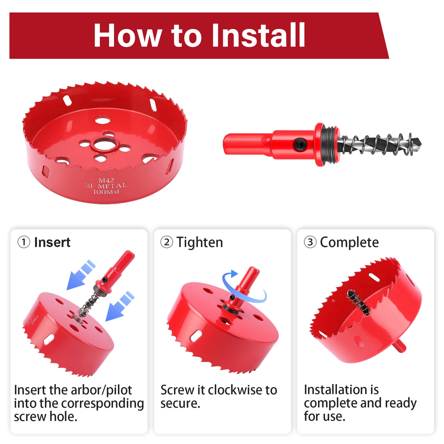 M42 Bi-Metal Hole Saw with Pilot Drill, Debris Holes, Smooth & Efficient Cutting