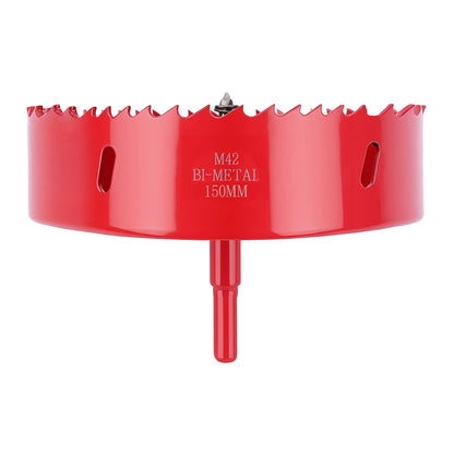 150mm M42 Bi-Metal Hole Saw with Pilot Drill, Tri-Shank for Wood, Plastic, Metal