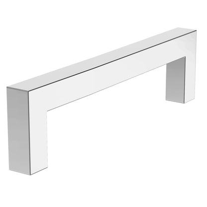 Rectangular mirror with chrome frame on a white background