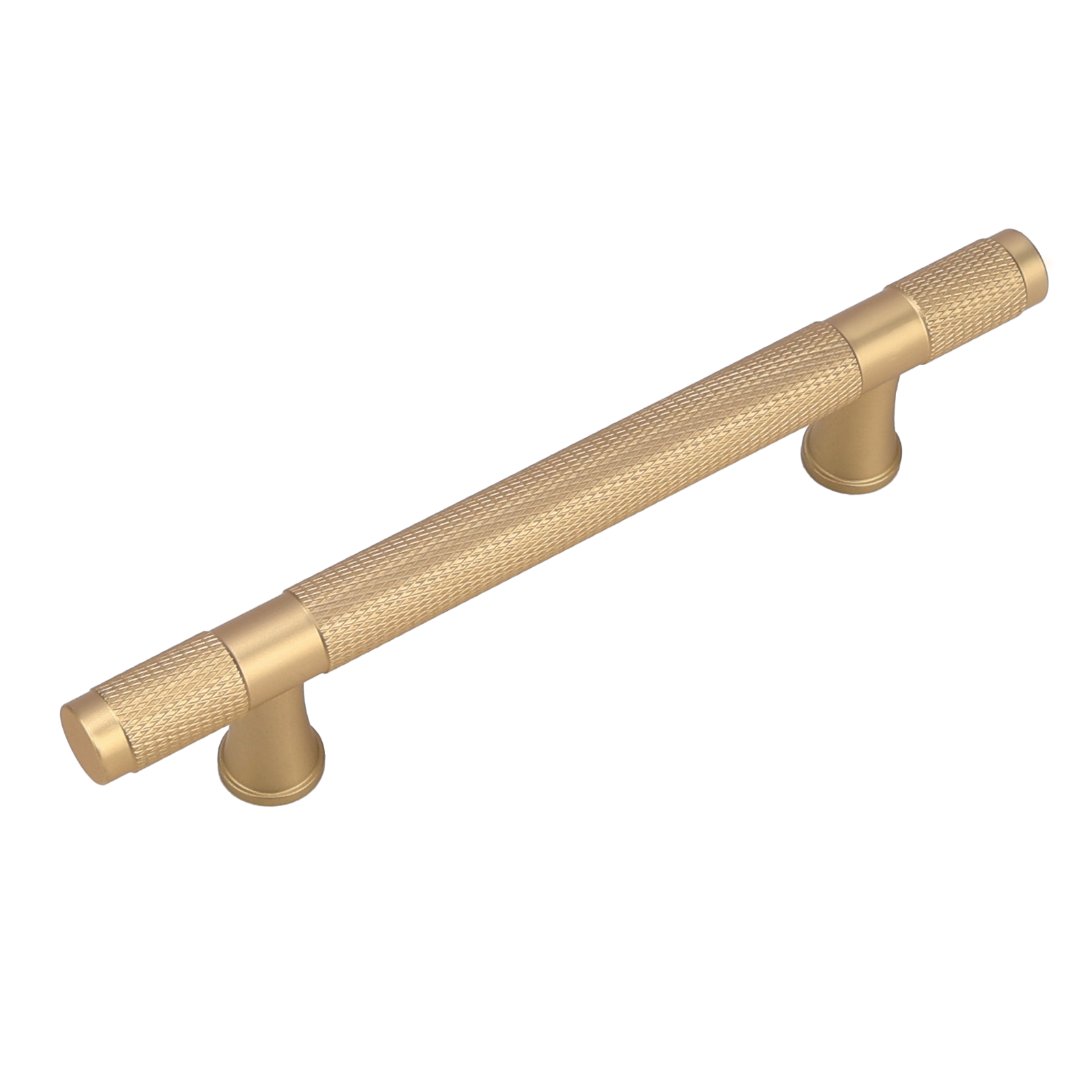 Gold cabinet handle on a white background