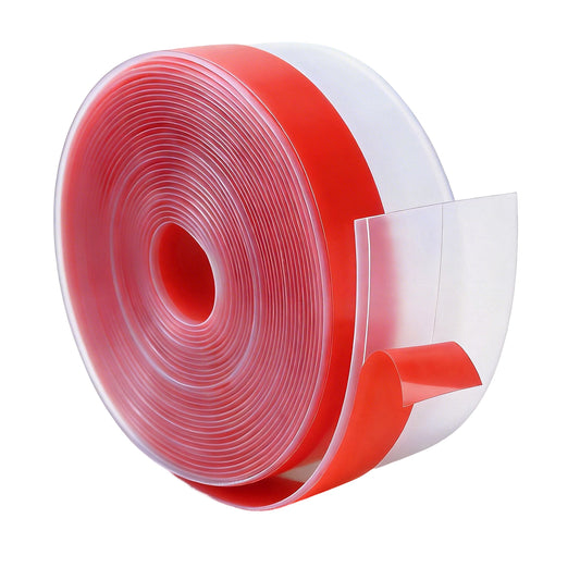 Clear silicone door seal strip 16.4ft self-adhesive weatherproof draft guard for patio doors and windows, flexible transparent sealing strip