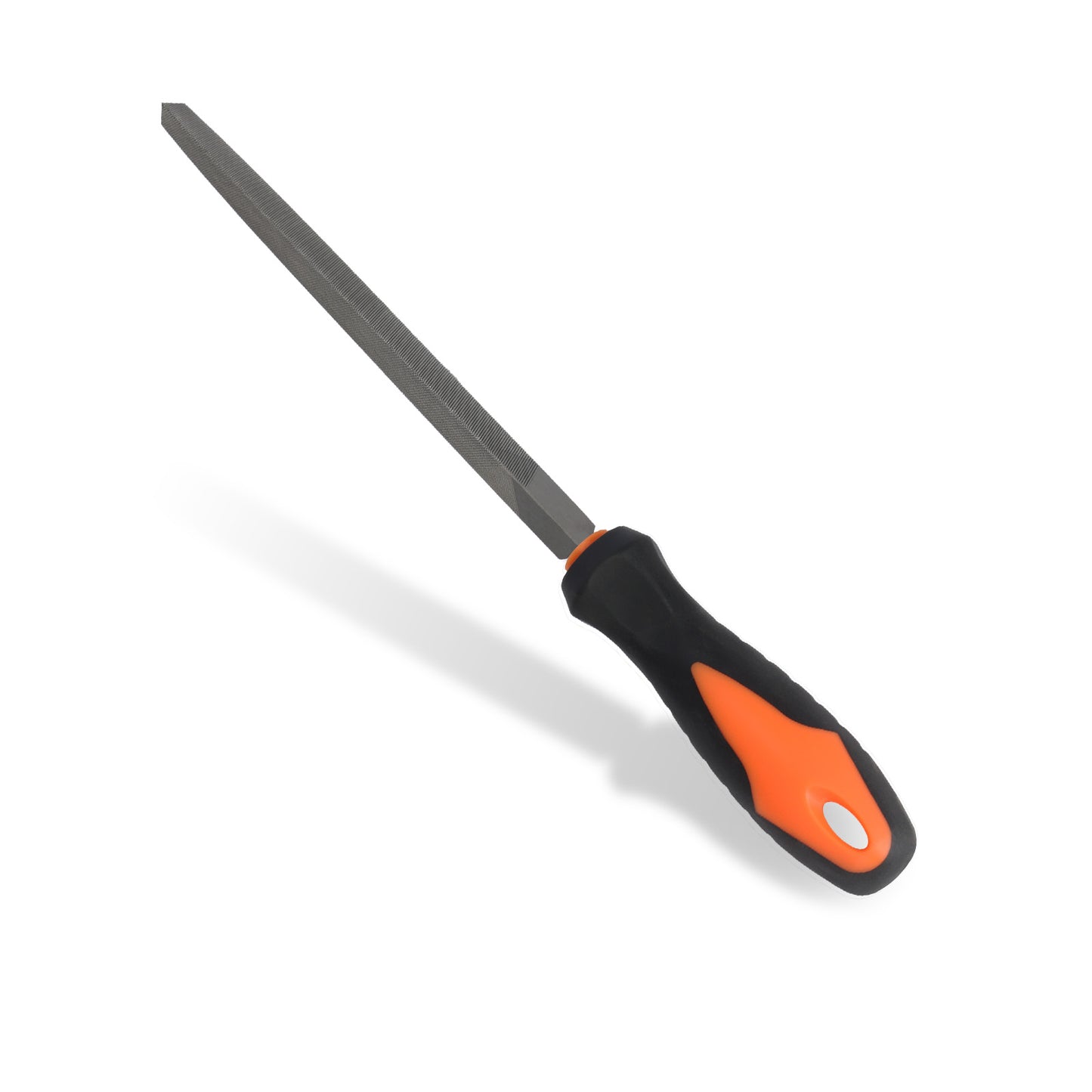 Diamond file with black and orange handle on a white background