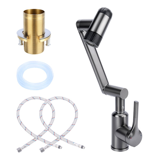 Rotatable sink faucet with 3 water modes and 1080 degree swivel hot and cold water tap for bathroom washing and cleaning use