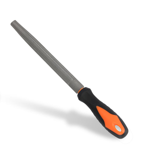Half-Round File, High Carbon Steel with Ergonomic Rubber Handle for Wood, Metal & Plastic