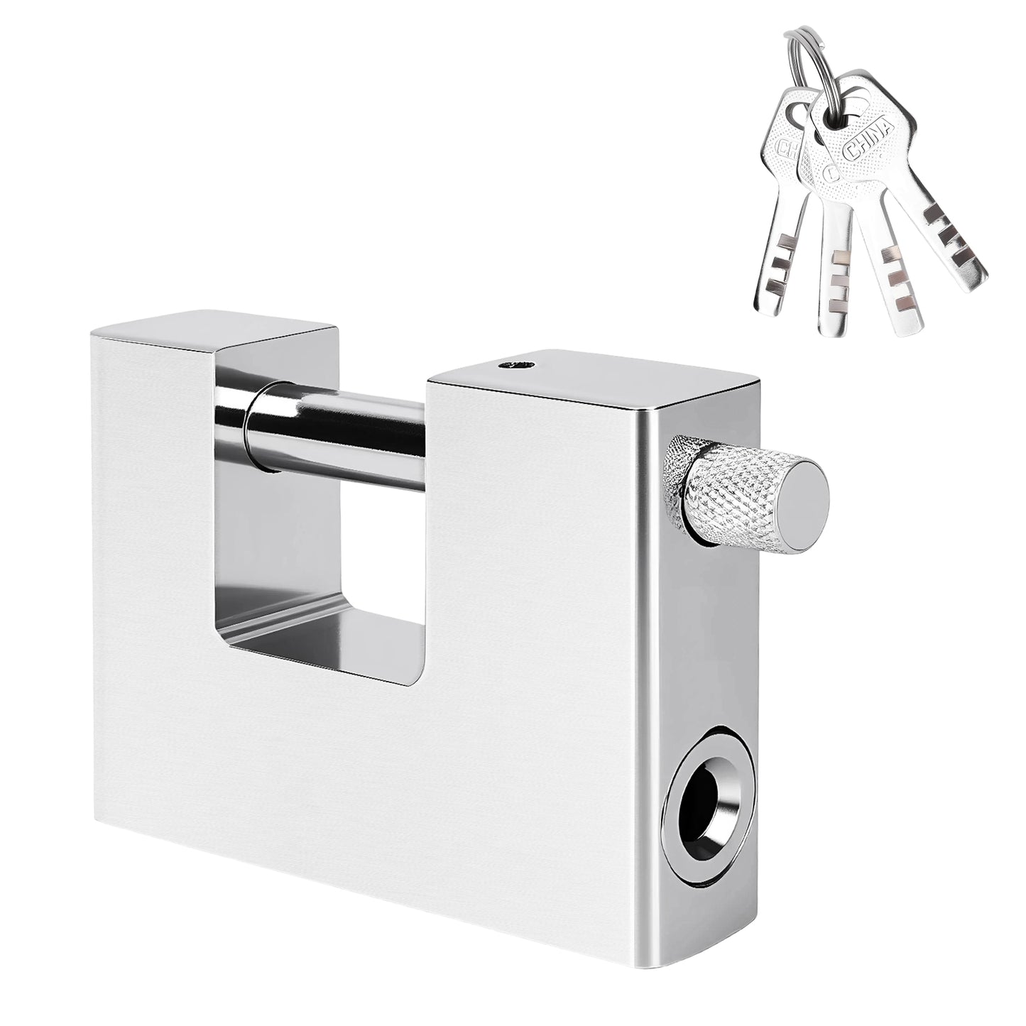 70mm Horizontal-Opening Rectangular Alloy Steel Silver Padlock