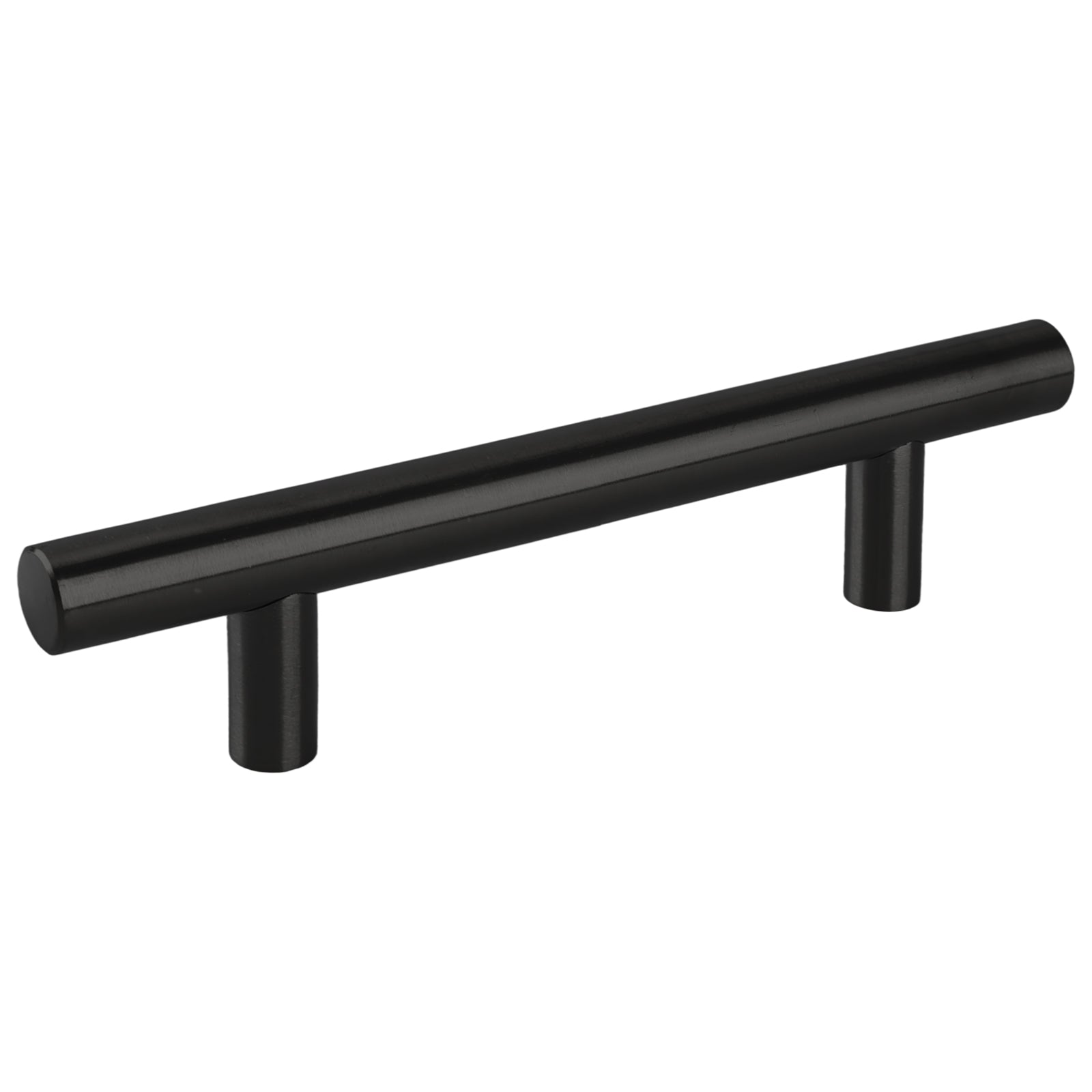 Black cabinet handle on a white background