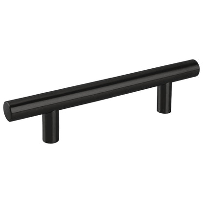 Black cabinet handle on a white background