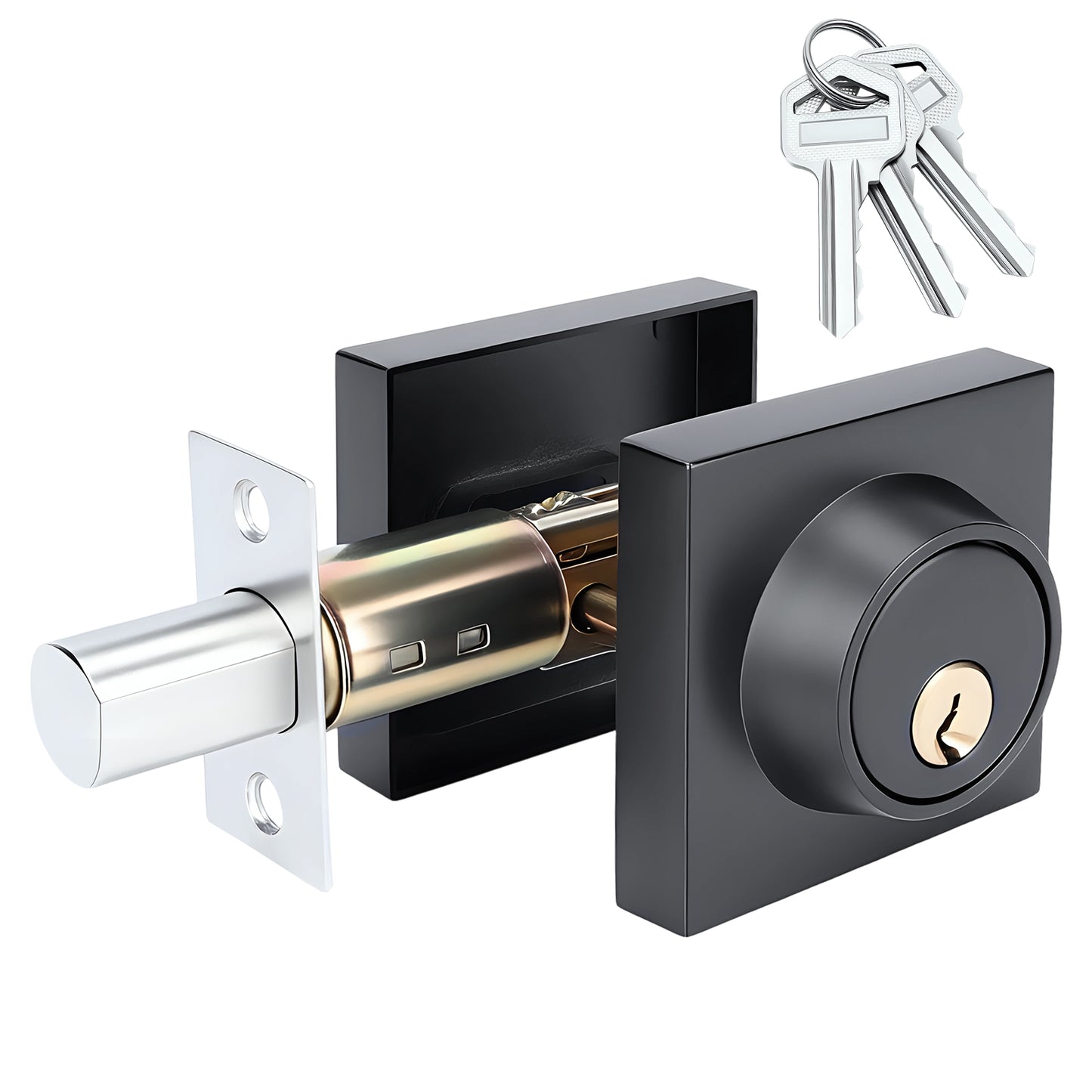 Matte Black Heavy-Duty Zinc Alloy Single Deadbolt Lock