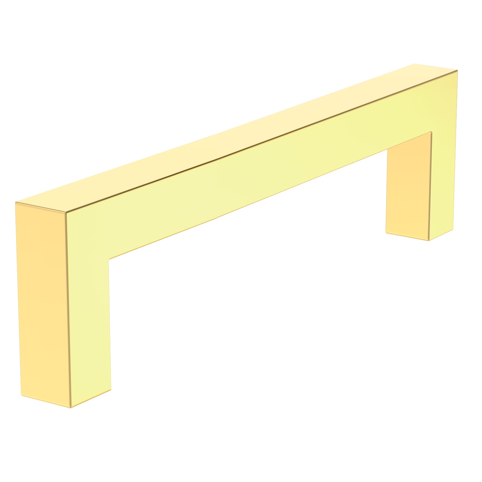 Yellow metal handle on a white background