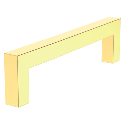 Yellow metal handle on a white background