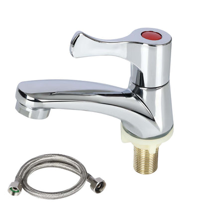 Zinc Alloy Single Cold Desktop Faucet with 3/8" NPT Hose, Quick-Open Brass Valve Core